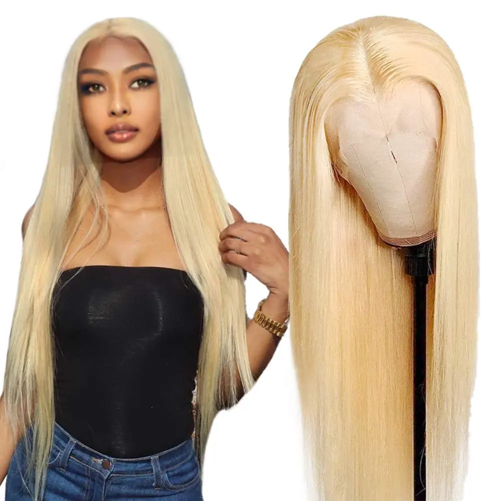 HD 613 Transparent Blonde Human Hair Full Lace Wig, Ombre Bob Half Lace Front Wig Human Hair, Blonde 613 Hd Lace Frontal Wig