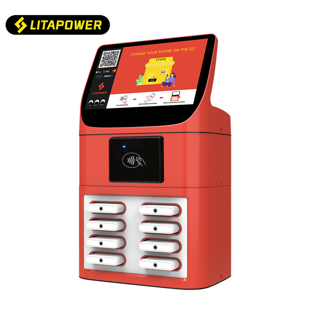 OEM Power Bank Rental Station with PAX POS 8 Slots Portable Charger Shared Powerbank Vending Machine for Restaurant Cafe Bar