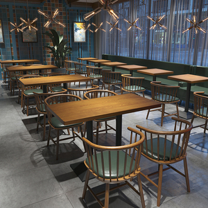 Bàn ăn gỗ hình chữ nhật thương mại cho nhà hàng, quán ăn nhanh, quán tráng miệng, quán trà sữa, lắp ráp nhanh chóng, dễ dàng - Product Image 3