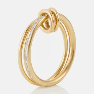 LOZRUNVE Fashion Jewelry 18k Gold Plated Baguette Linked Connected Ring For Women