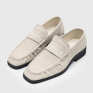 Mocasines Casuales de Hombre Primavera 2026, Estilo Coreano Retro, Punta Cuadrada, Zapatos de Cuero Negro - Product Image 3