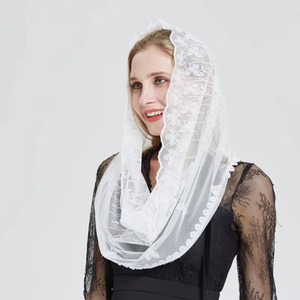 Ivoire Dentelle Femmes <span class=keywords><strong>Catholique</strong></span> <span class=keywords><strong>Mantille</strong></span> Voile pour Église Tête Couverture Masse Latine Velo Mantilla De Novia Negra Chapelle Infinity Veil - Product Image 5