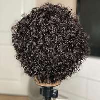 Perruques courtes en cheveux humains vierges brésiliens lisses, avec dentelle HD transparente sans colle, petit bonnet, pour femmes
