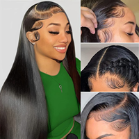 Perruque en cheveux humains lisses et brillants, couleur noir de jais, cheveux vierges péruviens, bonnet en dentelle complète HD pour les voyages et les vacances
