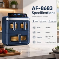 Air Fryer Oven Double Numérique Plus de 15 l Airfryer Accessoires Recette Carte Cadeau