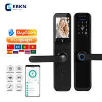 Caméra de reconnaissance faciale 3D WiFi Tuya, interphone vidéo, serrure intelligente biométrique à empreintes digitales, œil de chat, bois/acier, alliage d'aluminium, cloud