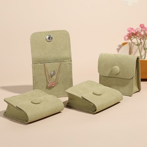 Custom Logo Print Velvet Fashion Jewelry <b>Storage</b> Bag with Button Closure for Gift Packaging Protect Jewelry <b>Rings</b> - Product Image 1