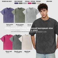 T-shirt ample vintage en coton peigné délavé à manches courtes pour homme et jeune homme, avec motif, 230g, respirant, résistant à l'usure, vente en gros