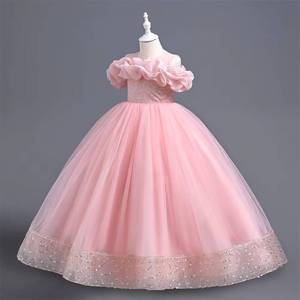 Vestido de Fiesta Largo Rosa de Alta Calidad Personalizado para Niñas, Estilo Princesa, para Eventos Nocturnos y Bodas - Product Image 2