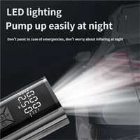 Pompe à air électrique portable sans fil en plastique ABS 6000mAh 150PSI avec écran numérique, gonfleur de pneus et lumière d'urgence pour voiture