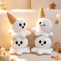 Porte-clés fantôme d'Halloween en polyester ultra doux, adorable et original, pendentif fantôme crème glacée