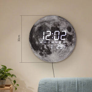 Custom Logo Living Room Glow Dark Electronic 12 Inch Big <strong>Neon</strong> Desk Moon Church Table Alarm Smart Wall Led Round Digital <strong>Clock</strong> - Product Image 3