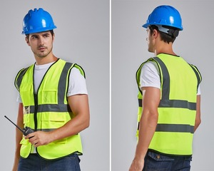 XXL Ansi sicurezza sicurezza in esecuzione gilet Multi tasca blu senza maniche riflettente con logo personalizzato per lavori di costruzione - Product Image 2
