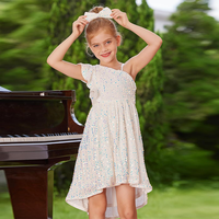 Robe de soirée nouveau style adorable tenues de fête pour bébés et enfants robes en tissu doux pour les filles d'été robe à paillettes à une épaule