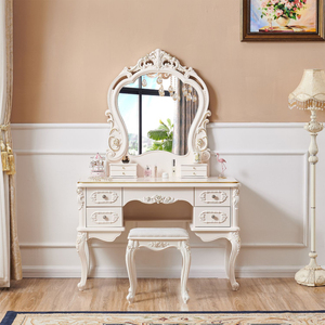 Table de toilette de luxe moderne, élégance européenne, avec tabouret, miroir, rangement grande capacité, multifonctionnelle pour hôtel, salle de bain, chambre à coucher - Product Image 4