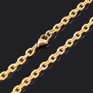 Collar de cadena cubana con eslabones en forma de O para hombre y mujer, chapado en oro, de acero inoxidable, accesorios de joyería ovalados para regalo DIY - Product Image 2
