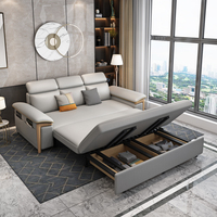 Sofá Cama con Estructura de Metal Plegable para Sala de Estar Familiar Pequeña de Doble Uso con Almacenamiento Multifuncional Moderno
