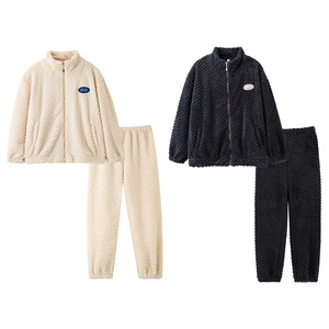 Pijamas para Parejas, Forradas de Felpa, Gruesas, de Felpa de Coral, Ropa de Casa, Primavera y Otoño para Mujer, Traje de Abrigo para Hombre Adolescente - Product Image 5