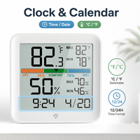 Thermomètre hygromètre numérique d'intérieur OEM avec indicateur de confort, horloge et rétroéclairage tactile