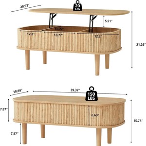 Cross-border best-selling wooden coffee <b>table</b>, simple height-adjustable <b>folding</b> coffee <b>table</b>, floor-standing minimalist style - Product Image 2