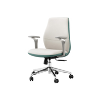 Chaise de bureau ergonomique pivotante en cuir PU, hauteur réglable, dossier moyen, avec accoudoirs, pour le bureau à domicile