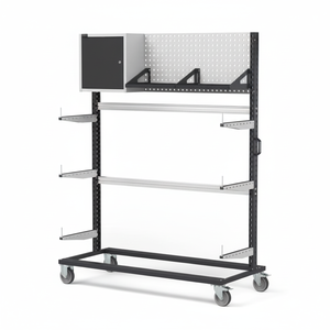 BINCART1506 Porte-chariot mural à panneau perforé gris anthracite 1552x668x1965mm Supports et étagères empilables - Product Image 1