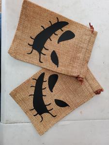 13 * 18厘米小拉袋带标志天然粗麻布黄麻麻布拉绳袋结婚礼物黄麻袋包装 - Product Image 6