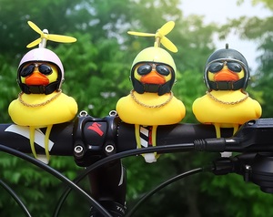 Wholesale Promotional Toys Yellow Duck Car Dashboard Decorations With Propeller Helmet Car Ornaments Rubber Duck Toy Pink Duck