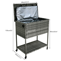 Chariot isotherme en rotin personnalisé pour l'extérieur, chariot à roulettes pour boissons glacées, chariot isotherme imperméable pour les fêtes de jardin