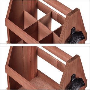 Retro Solid Wood <b>Beer</b> Carrier 6-Bottle Capacity With Bottle Opener Portable Outdoor Storage Box - Product Image 4