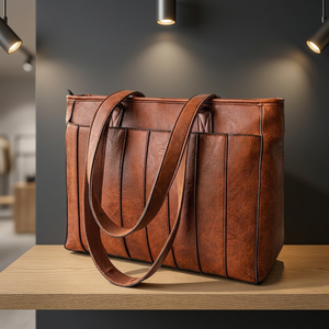 Diseños Personalizables, Bolso de Mano de Cuero Genuino para Mujer, Cierre de Cremallera, Dos Asas, Ligero, Impermeable, Ecológico, Antirrobo - Product Image 2