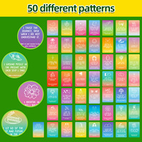 Nouvel ensemble de 50 cartes interactives en papier à dégradé arc-en-ciel pour la motivation et l'énergie positive, idéal pour l'export.