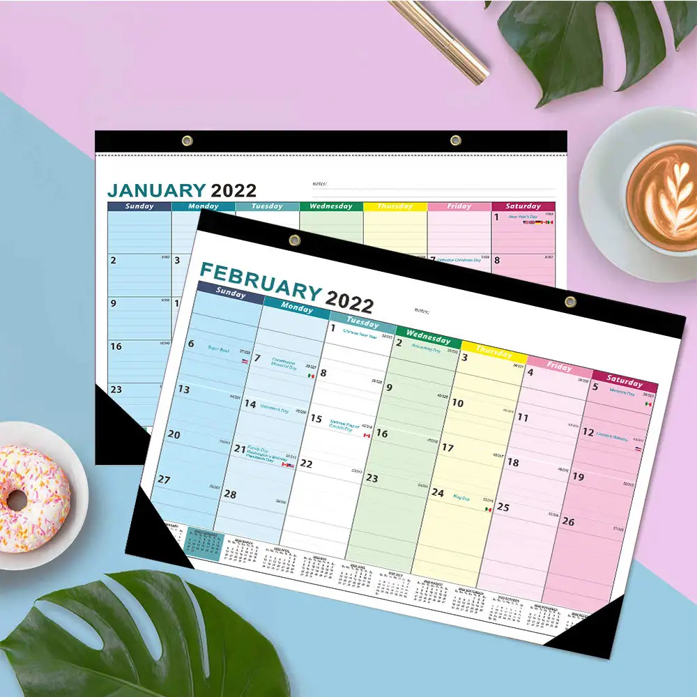 18 Months 2023 Monthly Daily Large Paper Wall Desk Pad Calendar Printing For Office Table Organizer