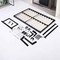 Lit mural pliant moderne en fer et bois noir, meuble Murphy gain de place, assemblage facile, durable