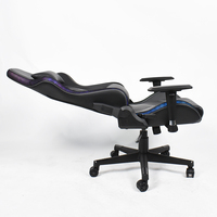 Silla de PC ergonómica de cuero PU negra suave carreras personalizada Silla de juego RGB con luz LED