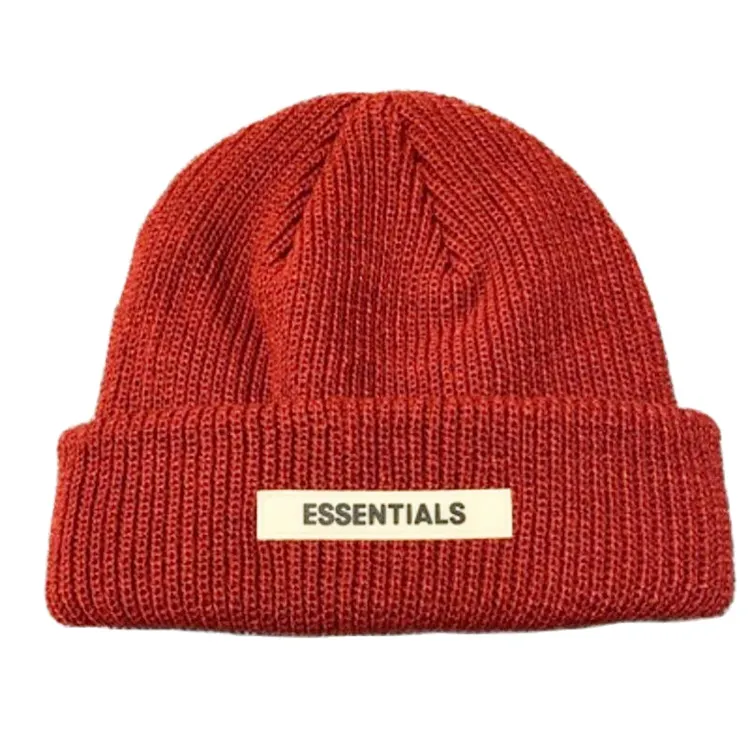 Оптовая продажа с фабрики, вязаная шапка, теплая зимняя шапка с запахом, пользовательский тканый логотип, одноцветная шапка