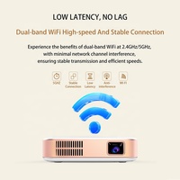 Mini projecteur intelligent Android DLP WiFi Miracast Batterie rechargeable intégrée 4K Vidéo Home Cinéma Projecteur pour appareils mobiles