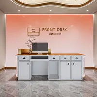 Comptoir de réception en bois moderne et écologique, en promotion directe usine, avec éclairage LED à changement de couleur télécommandé pour bars et discothèques