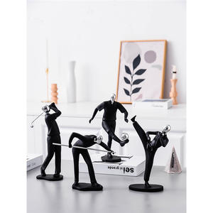 Petites figurines décoratives en forme d'homme noir, 4 pièces, accessoires de bureau minimalistes, tendance de la mode, décoration de bureau et de maison, cadeau - Product Image 1
