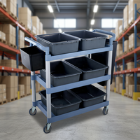 Chariot de service utilitaire en plastique à 3 étagères et 4 roues, personnalisable OEM/ODM, pour hôtel, cuisine, bureau