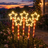 Lumières solaires de Noël en forme de canne à sucre pour allée, étanches, à piquer, pour jardin, cour, arbre, décoration étoile, blanc chaud