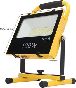 Projecteur LED 100W 1 Pack 9000LM 6500K Lumière du jour IP65 Étanche Rechargeable Projecteurs extérieurs pour terrain de sport, jardin, entrepôt - Product Image 4