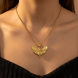 Pendentif en acier inoxydable de style punk avec motif crâne et insecte, bijou fantaisie unisexe, vente en gros - Product Image 4