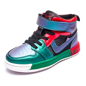 Wholesale Teenagers Designer Casual Shoes Luxury Gradient Color Ankle High Top Footwear Children Basketball Sneaker