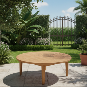 Table basse Cradle ajoute un charme contemporain, design incurvé en teck, créant un centre de table élégant, durable, pliable et imperméable pour l'extérieur - Product Image 5