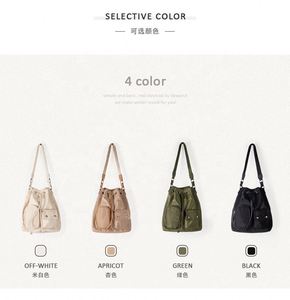 New Nylon Shoulder <b>Bag</b> External Pocket Cool Girls Nylon Tote Drawstring Design Bucket <b>Bags</b> for Women - Product Image 5