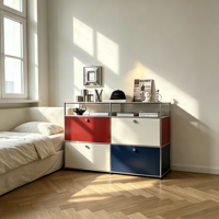 Meuble de rangement modulaire en acier inoxydable de style nordique Bauhaus, buffet moderne et minimaliste pour salon, vente en gros