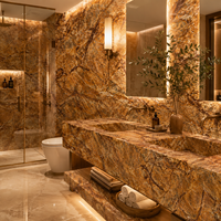 Dalles de marbre brun naturel de forêt tropicale découpées sur mesure en gros pour carrelage de salle de bain, comptoirs de cuisine et escaliers de maison