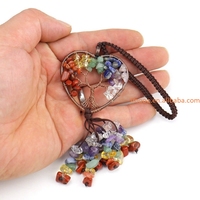Prix usine cristal naturel pierre arbre de vie porte-clés pendentif Chakra suspendu fil de cuivre Wrap voiture mur cintre maison déco