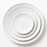 Factory Wholesale White Round Bead Rim Ceramic Dinnerware Set Banquet Restaurant Porcelain Dishes Dinner Plate Tableware